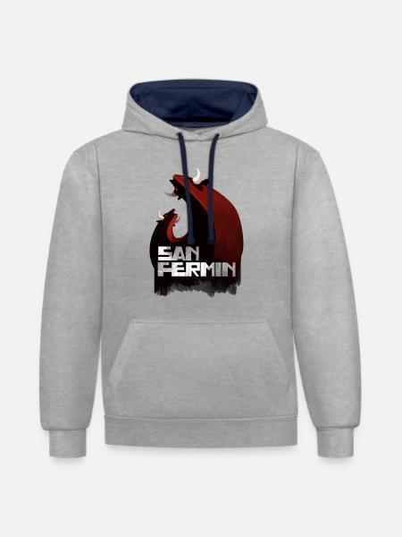 San Fermin Stier - Kontrast-Hoodie - Grau meliert/Navy