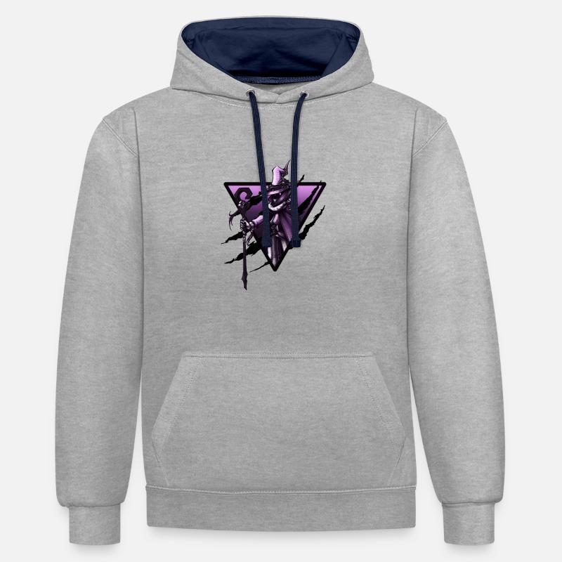 triangle de mage noir - Sweat à capuche contrasté - gris chiné/bleu marine