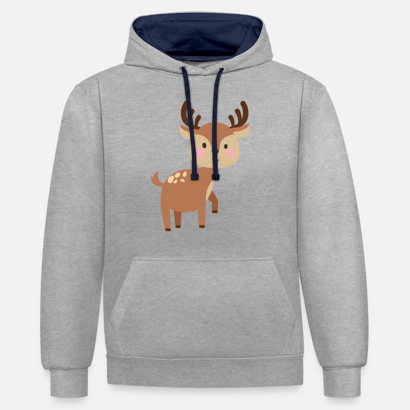 Cerf doux - Sweat à capuche contrasté - gris chiné/bleu marine