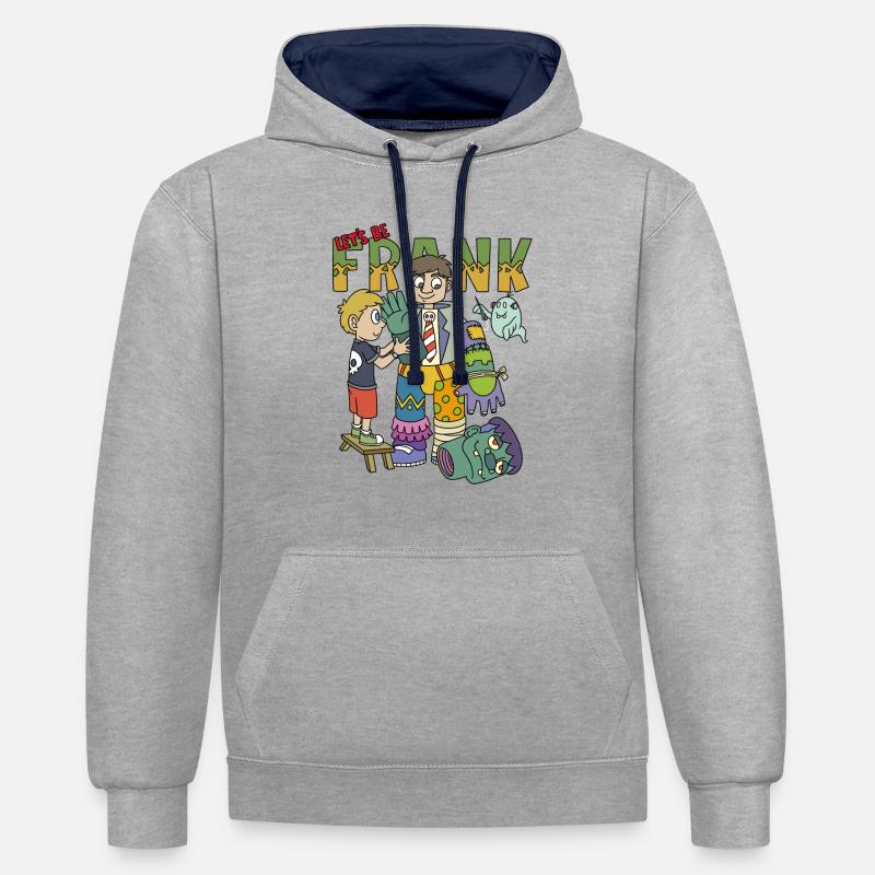 Soyons Frank Halloween Gift - Sweat à capuche contrasté - gris chiné/bleu marine