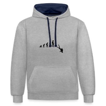 taucher - Kontrast-Hoodie - Grau meliert/Navy - Vorne - Liana (172cm) & Jaron (178cm)