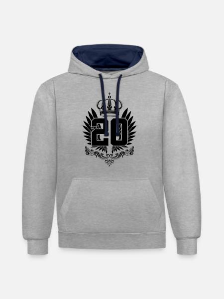 20TH BIRTHDAY FINALLY 20 YEARS - Contrast hoodie - heather grey/navy