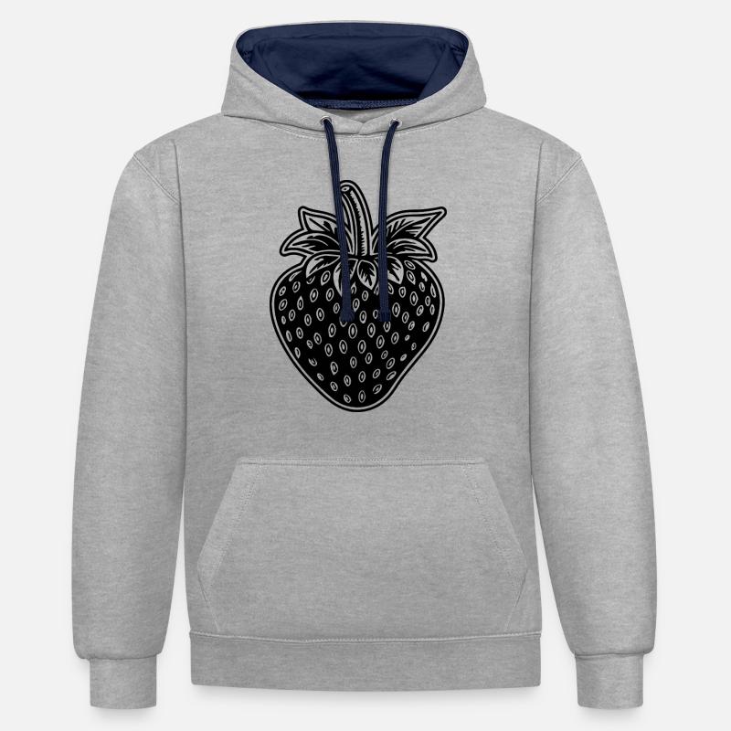 Fraise Fruit Fruit - Sweat à capuche contrasté - gris chiné/bleu marine