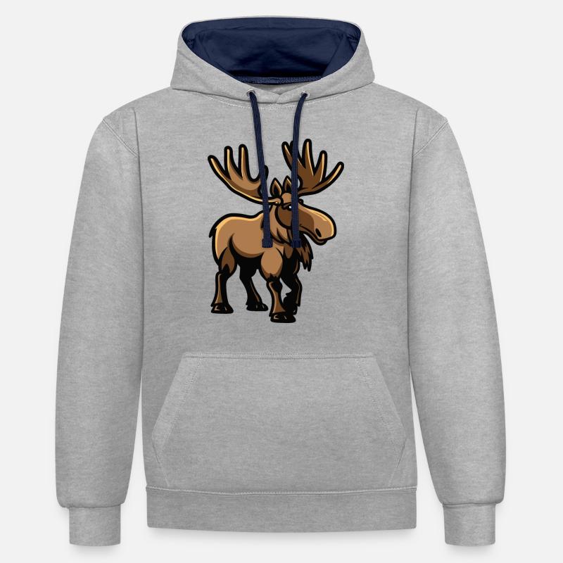 Bande dessinée Moose - Sweat à capuche contrasté - gris chiné/bleu marine