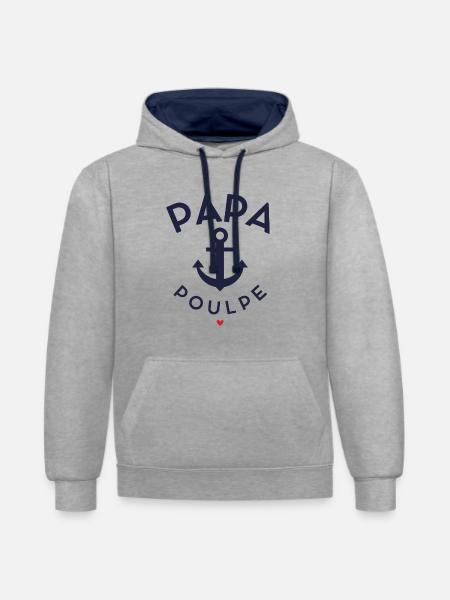 PAPA OCOPUS anchor - Contrast hoodie - heather grey/navy
