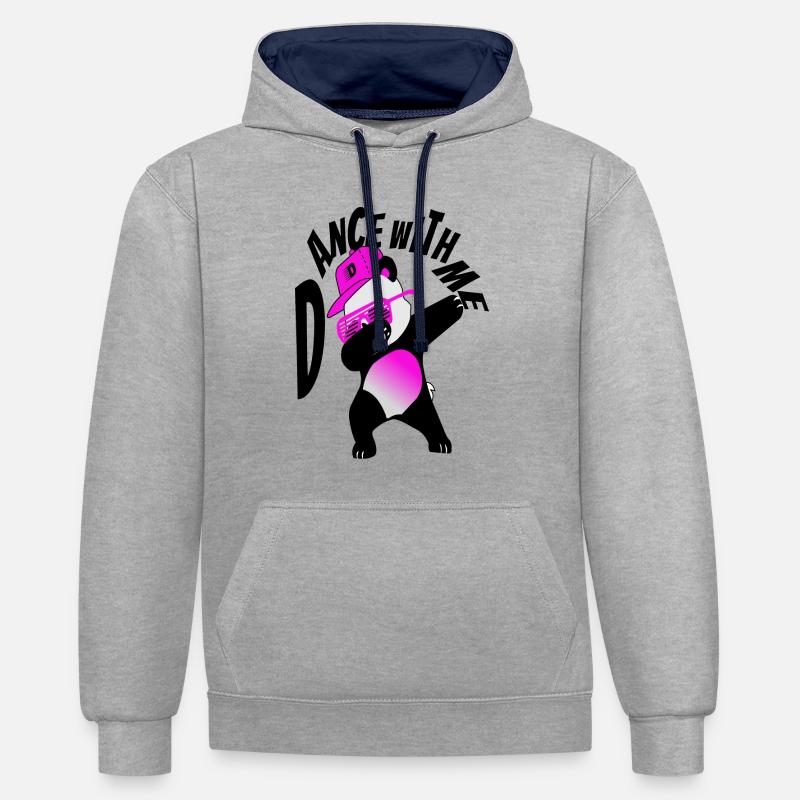 Danse du panda - Sweat à capuche contrasté - gris chiné/bleu marine