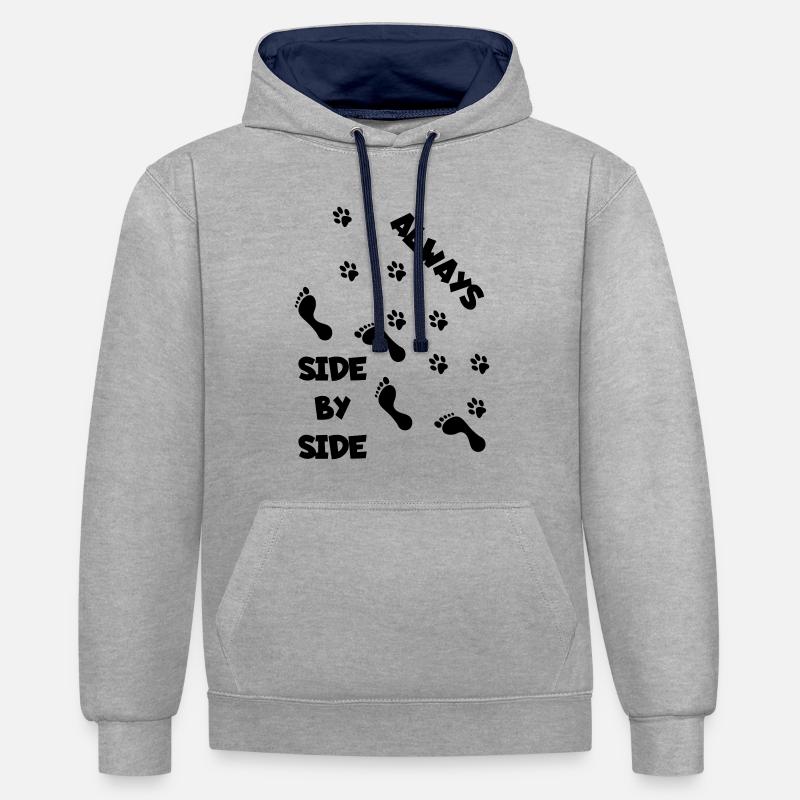 Côte à côte avec chien * - Sweat à capuche contrasté - gris chiné/bleu marine