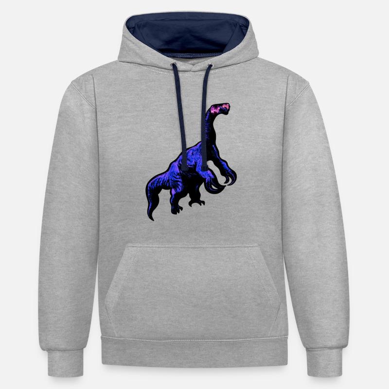 cool Therizinosaurus - Sweat à capuche contrasté - gris chiné/bleu marine