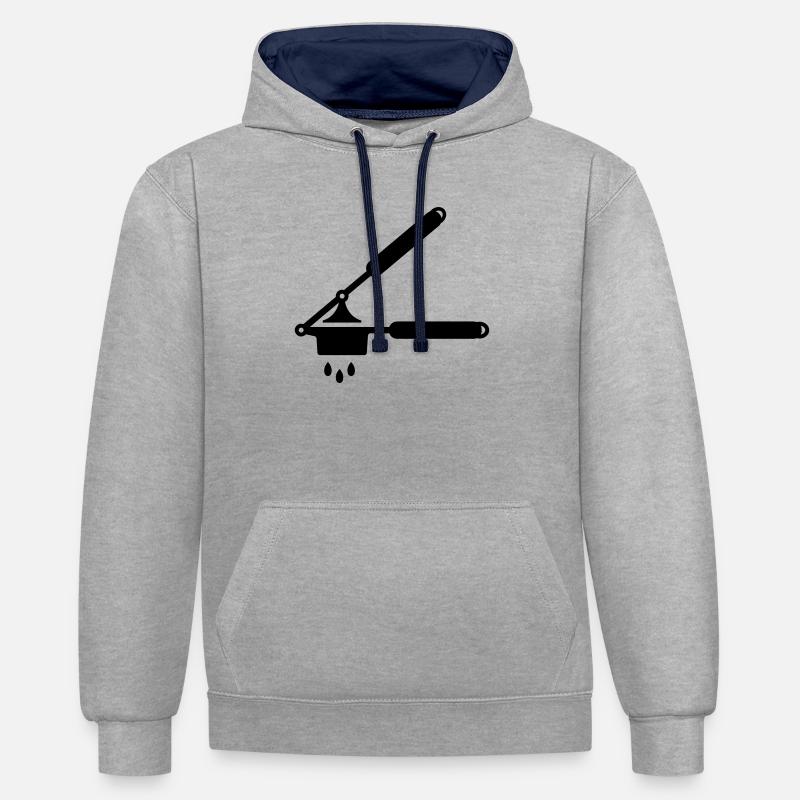 Knoblauch Presse oder Spätzle Presse - Kontrast-Hoodie - Grau meliert/Navy