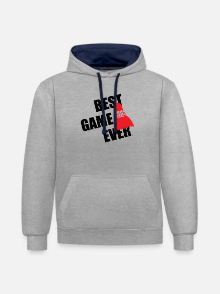 Badminton Best Game Ever - Contrast hoodie - heather grey/navy