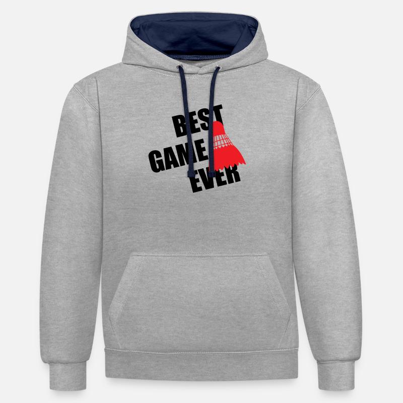 Badminton Best Game Ever - Sweat à capuche contrasté - gris chiné/bleu marine