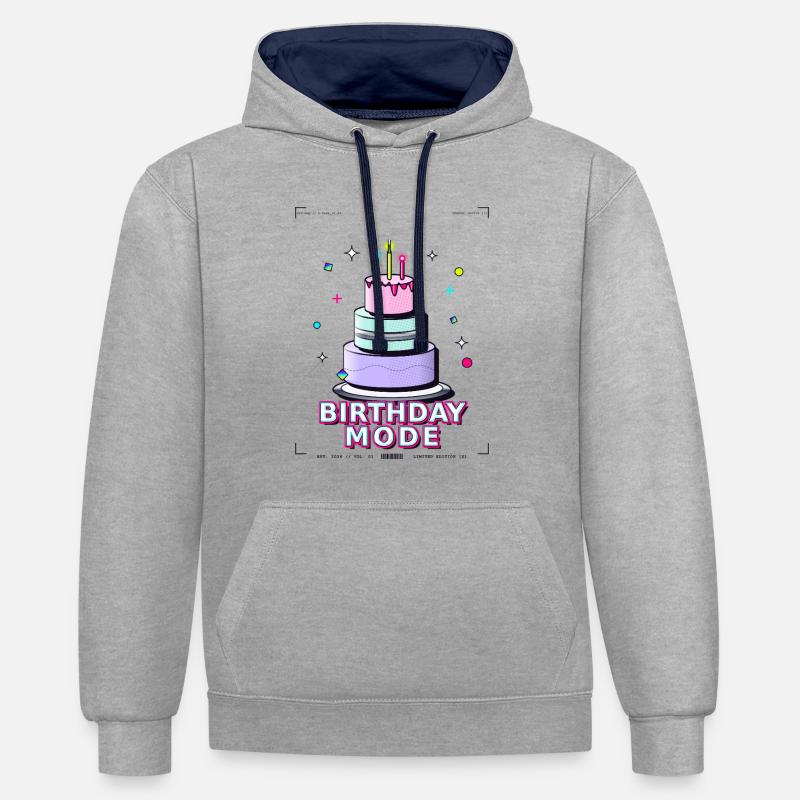 gâteau d’anniversaire anniversaire - Sweat à capuche contrasté - gris chiné/bleu marine