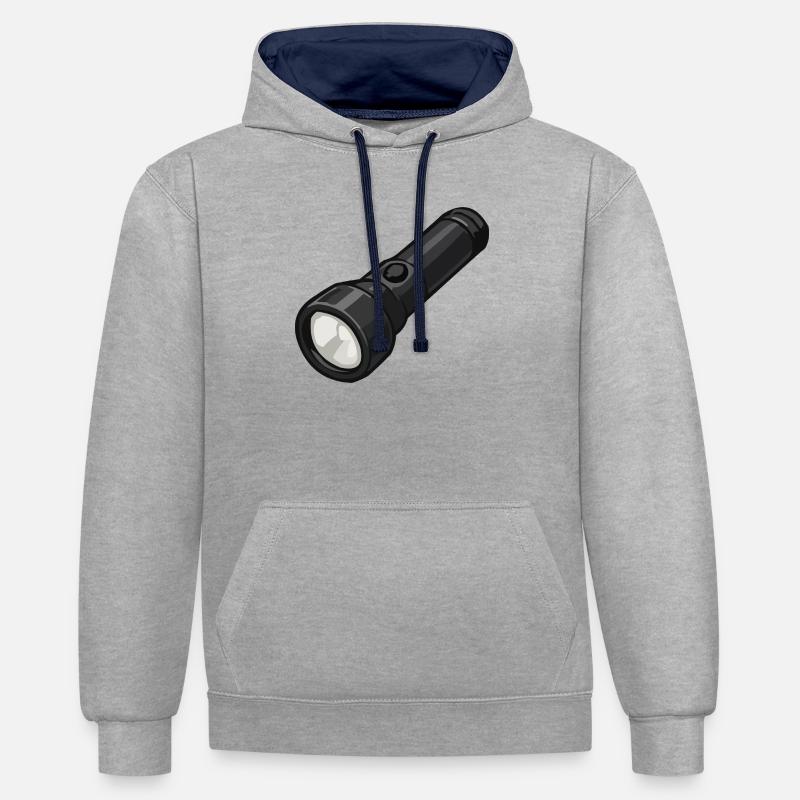 Compact Flashlight Illustration - Contrast hoodie - heather grey/navy