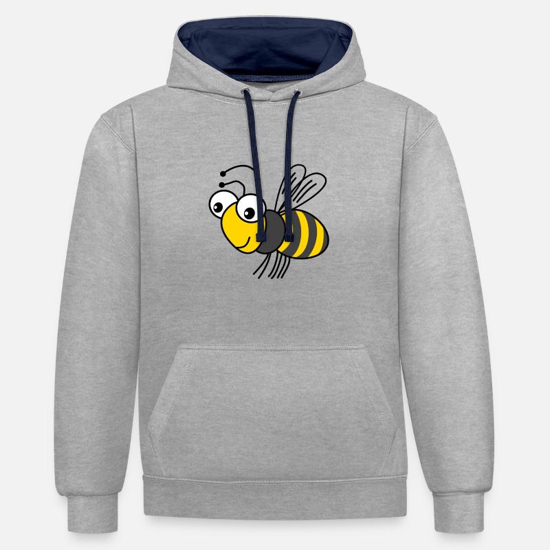 abeille - Sweat à capuche contrasté - gris chiné/bleu marine