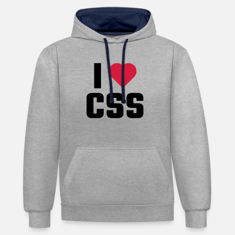 J'aime CSS - Sweat à capuche contrasté - gris chiné/bleu marine