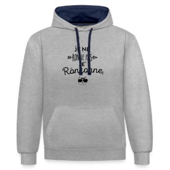 Je ne ronfle pas !!! - Sweat à capuche contrasté - gris chiné/bleu marine - Devant - Liana (172cm) & Jaron (178cm)