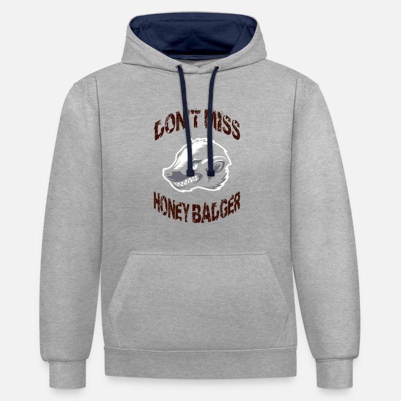 Blaireau - Sweat à capuche contrasté - gris chiné/bleu marine