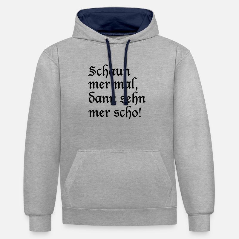 Admirez temps de mer - Sweat à capuche contrasté - gris chiné/bleu marine