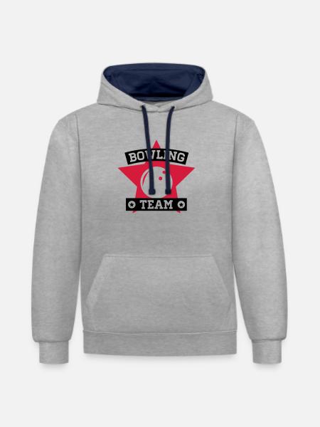 bowling_team__1_f2 - Kontrast-Hoodie - Grau meliert/Navy