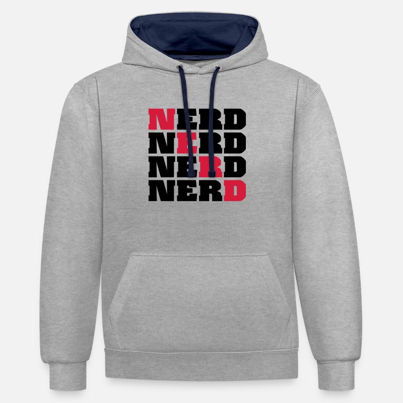 Nerd - Sweat à capuche contrasté - gris chiné/bleu marine