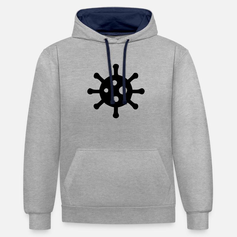 Virus - Sweat à capuche contrasté - gris chiné/bleu marine