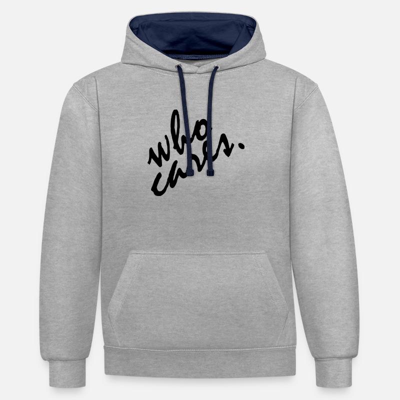 Qui s'en soucie? - Sweat à capuche contrasté - gris chiné/bleu marine