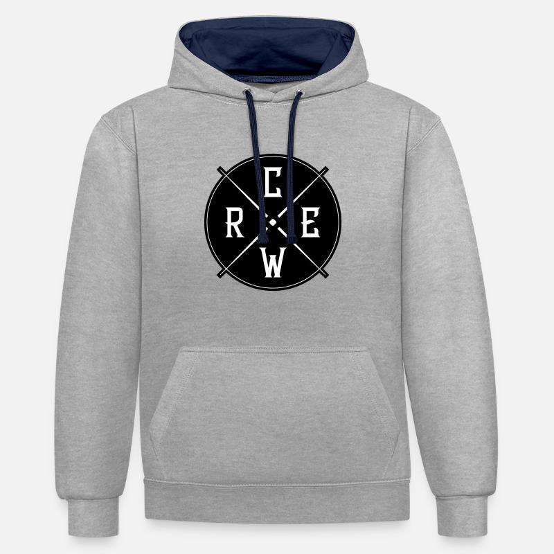 Cercle d’équipage - Sweat à capuche contrasté - gris chiné/bleu marine