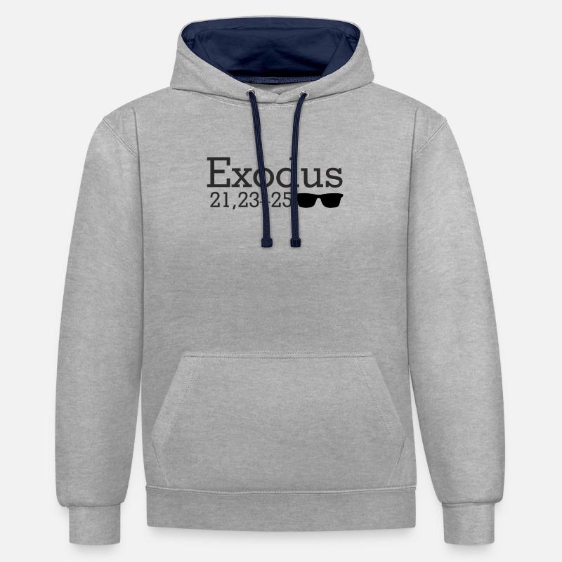 Exode - Sweat à capuche contrasté - gris chiné/bleu marine