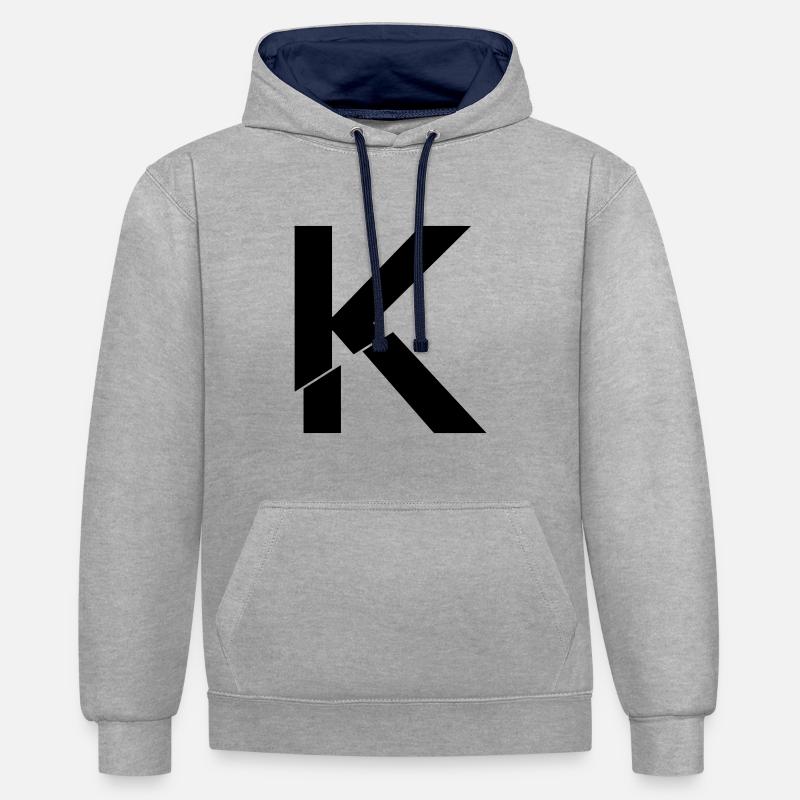 K broken - Kontrast-Hoodie - Grau meliert/Navy