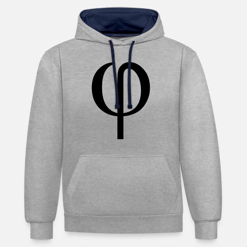 phi greek - Sweat à capuche contrasté - gris chiné/bleu marine