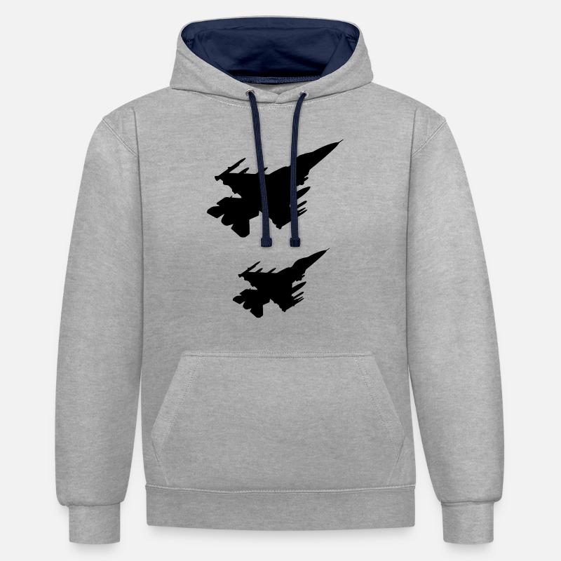 Jets de combat - Sweat à capuche contrasté - gris chiné/bleu marine