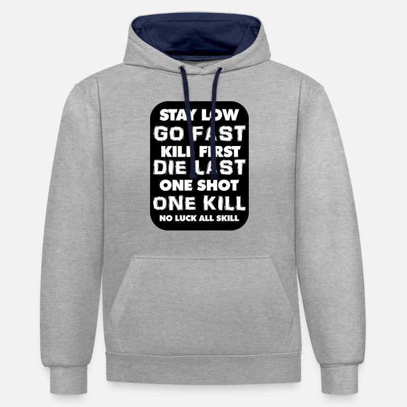 Stay low, go Fast T-shirt - Sweat à capuche contrasté - gris chiné/bleu marine