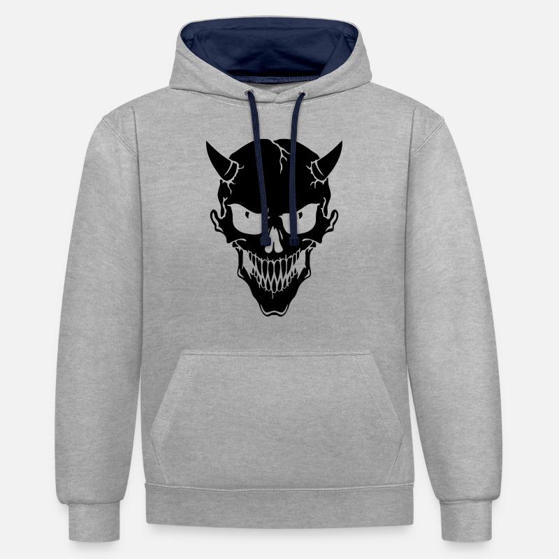 Diable - Sweat à capuche contrasté - gris chiné/bleu marine