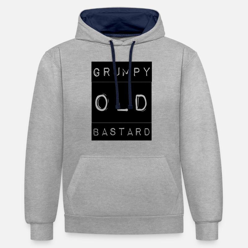 Grumpy - Sweat à capuche contrasté - gris chiné/bleu marine