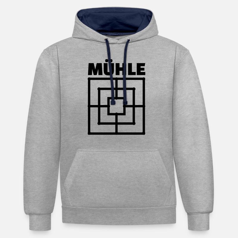 Mühle - Kontrast-Hoodie - Grau meliert/Navy