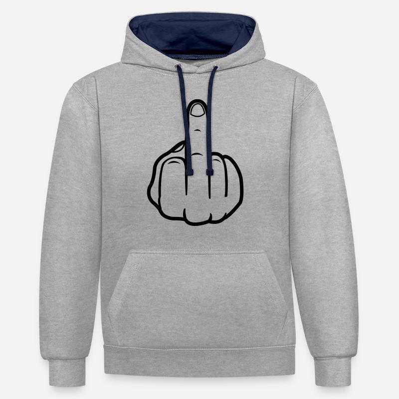 mittelfinger_black - Sweat à capuche contrasté - gris chiné/bleu marine