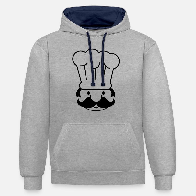 cuire - Sweat à capuche contrasté - gris chiné/bleu marine