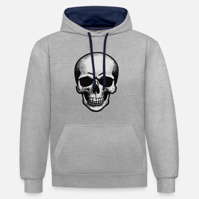 Image 2011 - Sweat à capuche contrasté - gris chiné/bleu marine