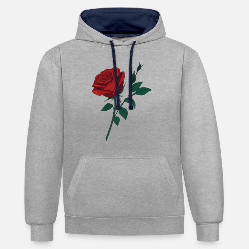 Murmure de la Rose - Sweat à capuche contrasté - gris chiné/bleu marine