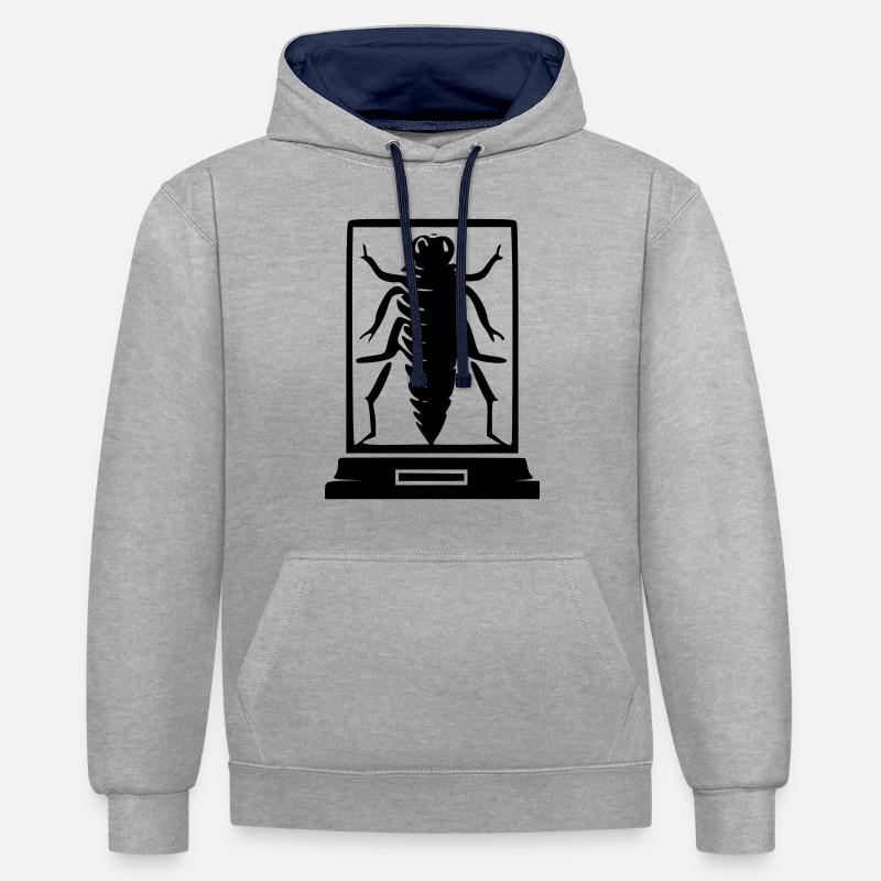 Insecte musée - Sweat à capuche contrasté - gris chiné/bleu marine