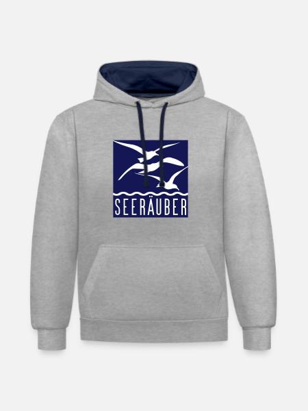 Seeräuber - Kontrast-Hoodie - Grau meliert/Navy