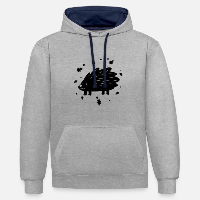 Hérisson - Sweat à capuche contrasté - gris chiné/bleu marine