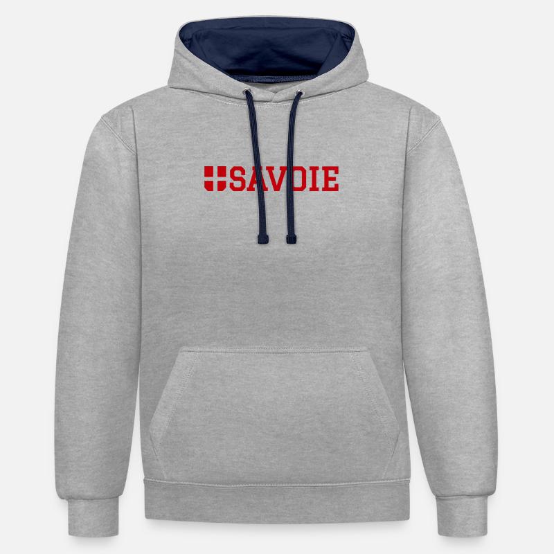 Drapeau Savoie - Sweat à capuche contrasté - gris chiné/bleu marine