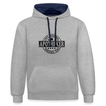 Apotheker - Kontrast-Hoodie - Grau meliert/Navy - Vorne - Liana (172cm) & Jaron (178cm)