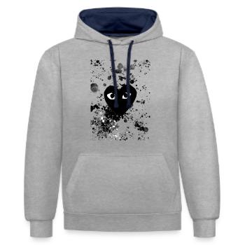 schwarzes Herz schwarzes Herz - Kontrast-Hoodie - Grau meliert/Navy - Vorne - Liana (172cm) & Jaron (178cm)