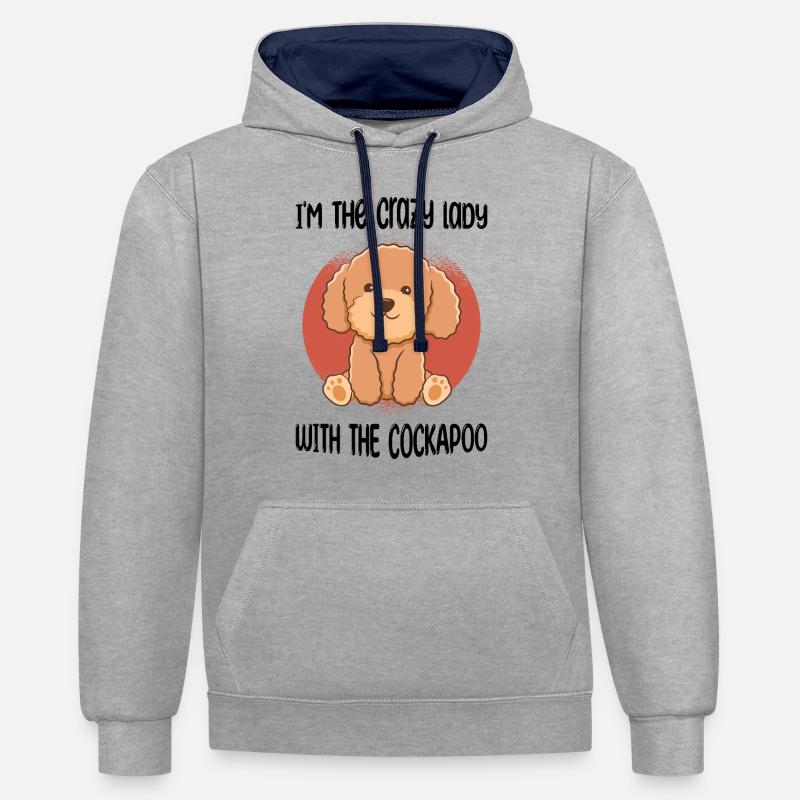 Cockapoo - Sweat à capuche contrasté - gris chiné/bleu marine