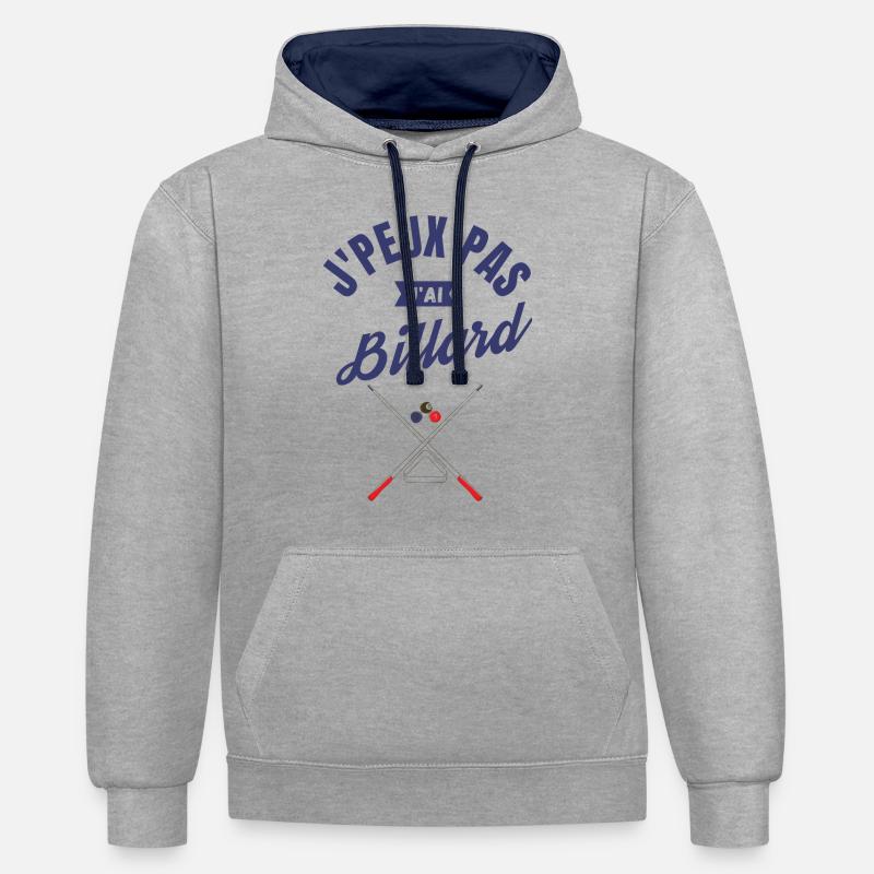 J'Peux Pas J'Ai Billard - Sweat à capuche contrasté - gris chiné/bleu marine