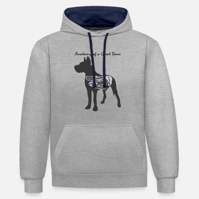 ANATOMIE EINER DEUTSCHEN DOGGE - Kontrast-Hoodie - Grau meliert/Navy