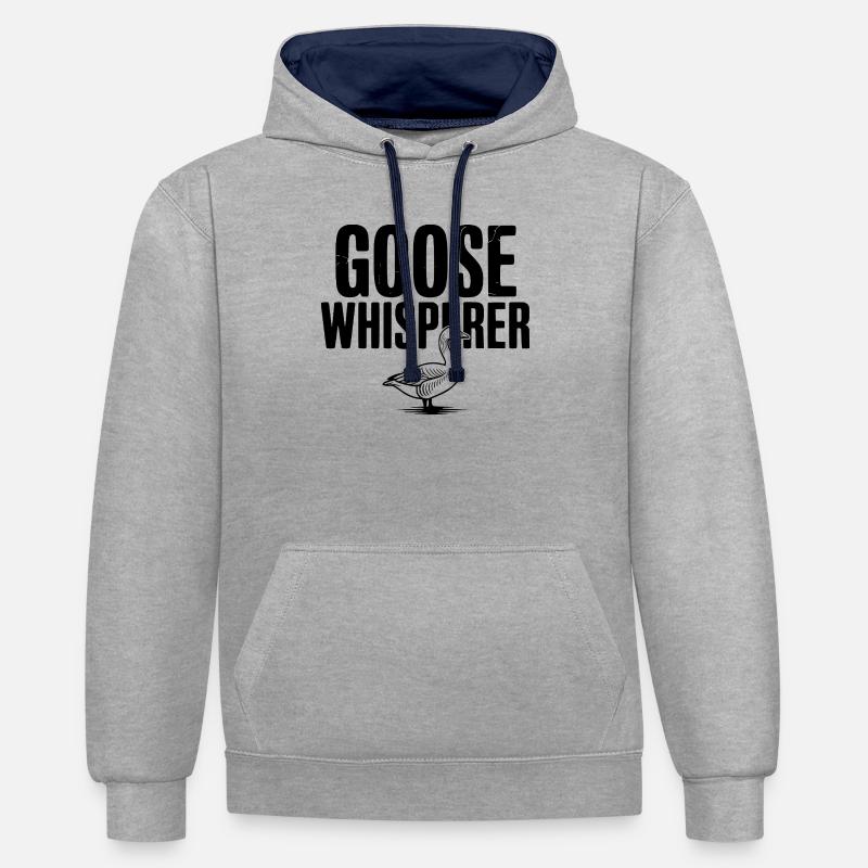 Le Murmureur d’Oies - Sweat à capuche contrasté - gris chiné/bleu marine