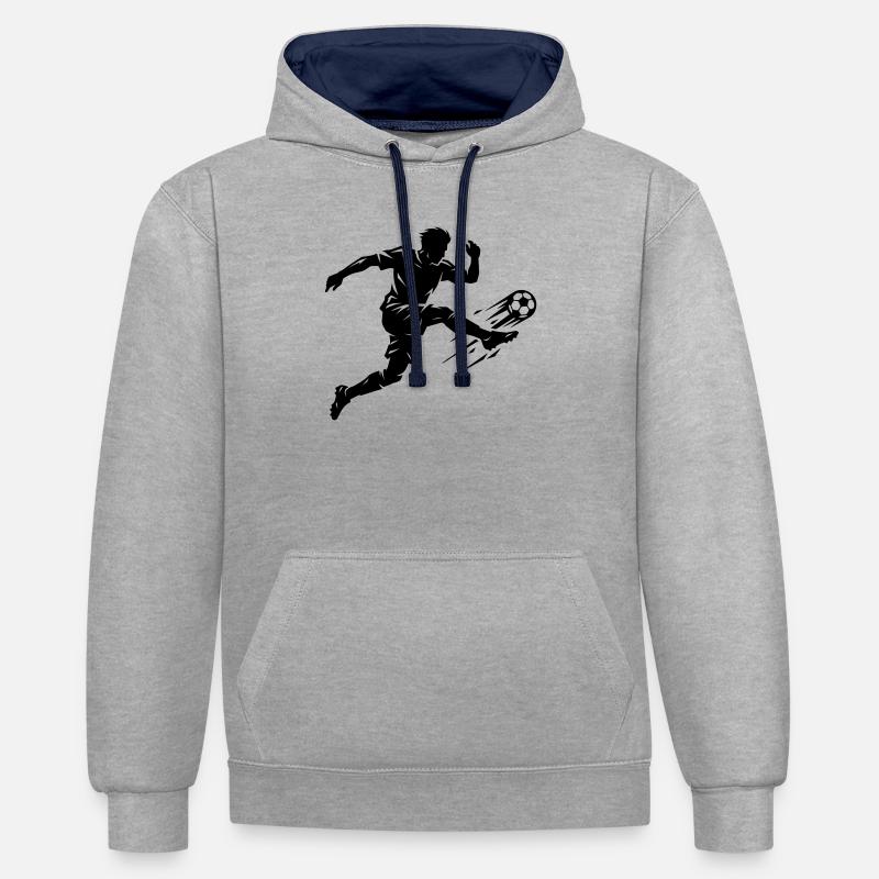 Soccer Silhouette Soccer - Sweat à capuche contrasté - gris chiné/bleu marine
